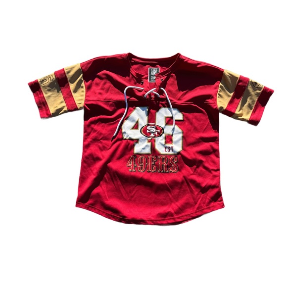 NFL Tops - San Francisco 49ers red Gold Sports Jersey short sleeve